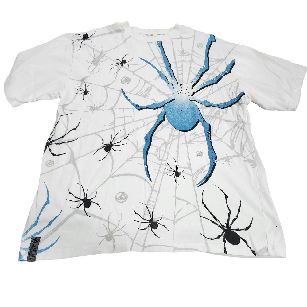 Lot 29 Shirt Mens 2XL White Spider Web Allover Graphic Tee Halloween Tagless